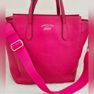 Authentic GUCCI Swing Satchel Crossbody Hobo Laptop Tote Pink Bag‎